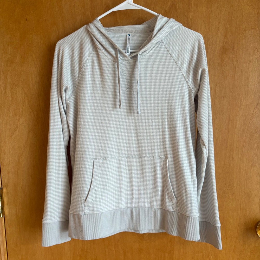 Kuhl Waffle Knit Hoodie Women S Gray Micro Stripe Style 4096 Raglan Pullover